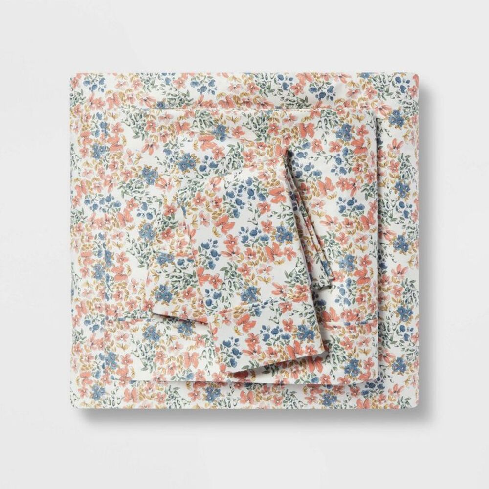 4pc Queen Ditsy Floral Printed 400TC Cotton Sateen Sheet Set